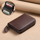 Porte-cartes zippé vintage en cuir PU compact unisexe avec compartiments