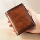 Portefeuille homme cuir véritable trifold RFID compact avec porte-cartes et billets