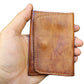 Portefeuille compact en cuir véritable vintage unisexe avec porte-cartes et porte-monnaie