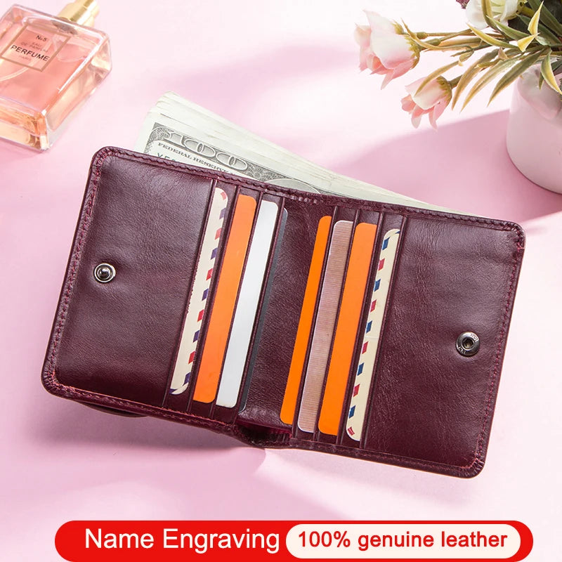 Petit portefeuille en cuir véritable pour femme et homme avec porte-monnaie