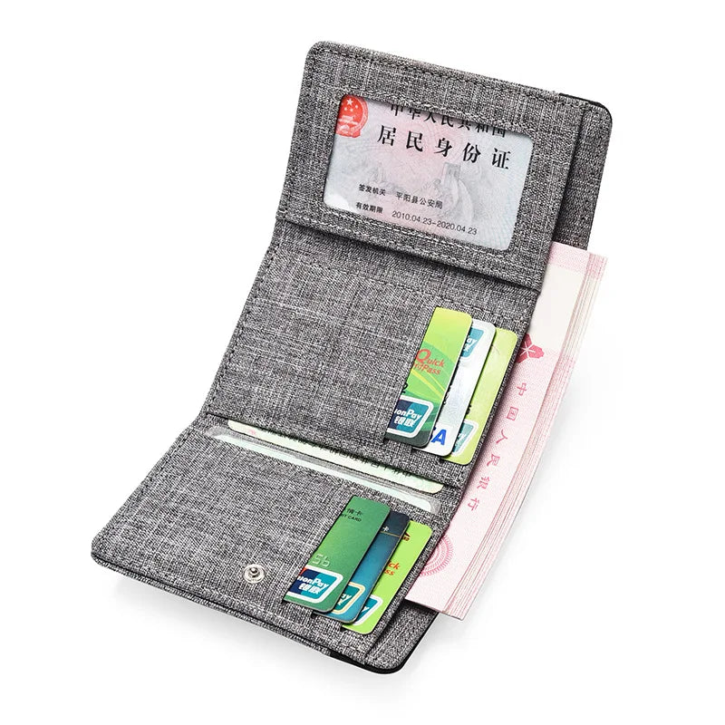 Portefeuille trifold en toile pour homme et étudiant - Style vintage et décontracté
