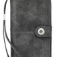 Portefeuille long rétro en cuir PU pour femme avec protection RFID intégrée