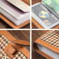 Porte-cartes 22 fentes en cuir pu à motif pied-de-poule et fermeture à pression