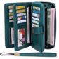 Portefeuille long anti-theft en cuir pu avec fermeture éclair et dragonne pour femme