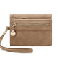 Portefeuille femme compact en cuir PU avec zip, dragonne et compartiments multiples
