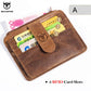 Porte-carte en cuir véritable avec blocage rfid et poche zippée