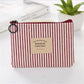 Porte-monnaie femme compact en tissu coton avec zip et motif rayé