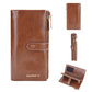 Portefeuille long femme grande capacité en cuir PU avec zip porte-cartes et téléphone