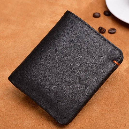 Portefeuille fin pour homme en cuir de vachette véritable souple
