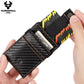 Portefeuille porte-cartes homme en cuir véritable compact avec clip et fermeture sécurisée