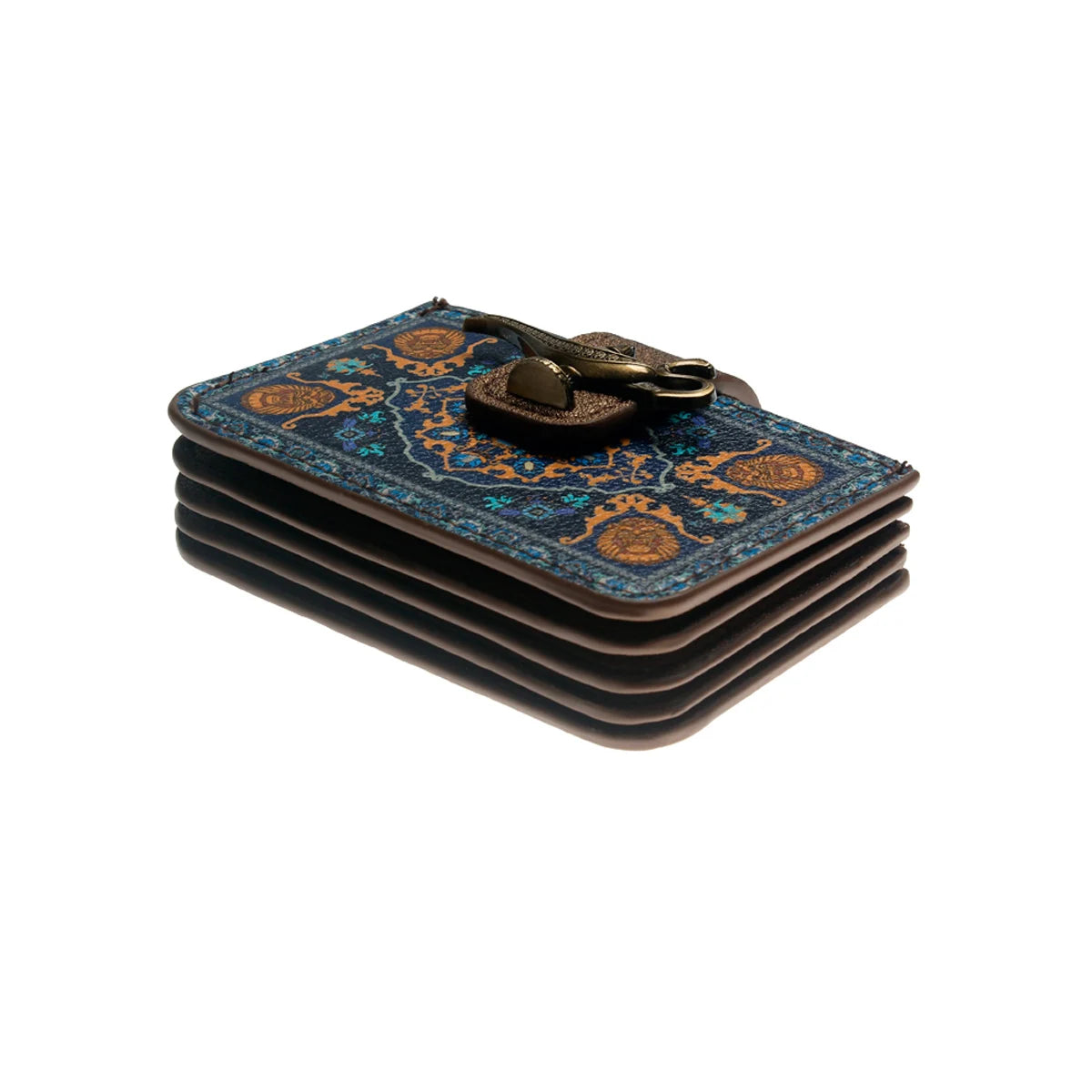 Mini portefeuille continental vintage en cuir pu avec motif géométrique et lampe d'aladin
