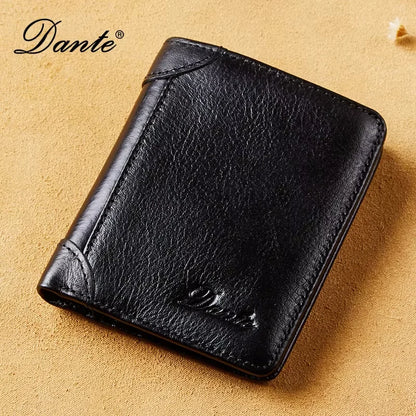 Portefeuille en cuir véritable  pour homme – Portefeuille RFID anti-vol, rétro, multi-fonction avec clips pour billets