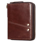 Portefeuille homme en cuir véritable vintage avec zip et rabat compact
