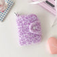 Porte-monnaie léopard en peluche avec fermeture pression et poche zippée