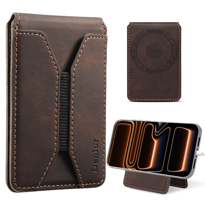 Porte-cartes magnétique en cuir PU avec sangle élastique et fenêtre transparente