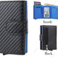Porte-carte luxe en cuir et fibre de carbone avec protection RFID