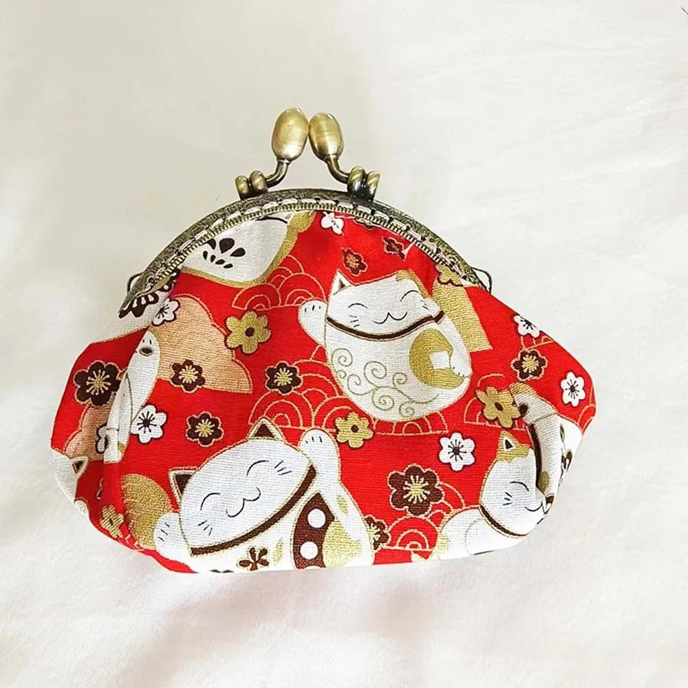 Porte-monnaie vintage à fermoir clic-clac en toile fleurie pour femme