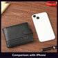 Portefeuille Slim en PU pour homme – Portefeuille bifold avec porte-cartes, fenêtre pour permis de conduire, porte-monnaie et fermeture à rabat
