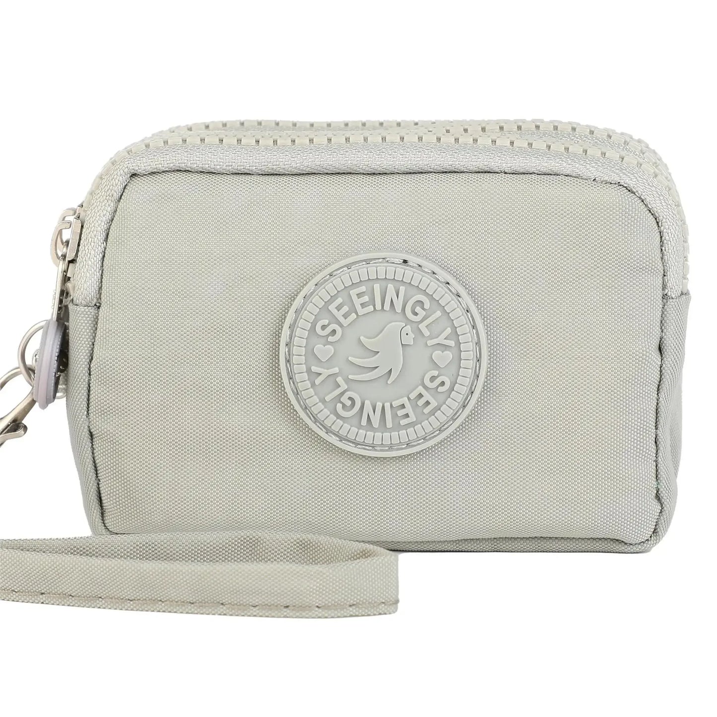 Porte-monnaie compact en nylon imperméable avec porte-cartes zippé pour femme