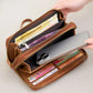 Portefeuille femme grande capacité PU vintage avec double zip et protection RFID