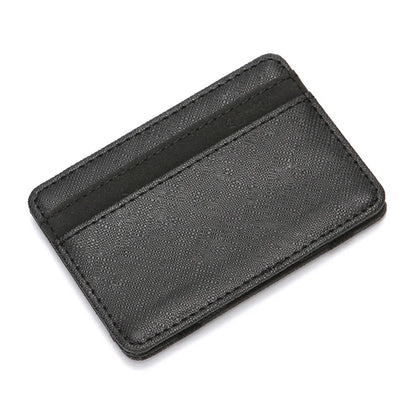 Portefeuille magique ultra fin en cuir PU unisexe avec porte-cartes compact