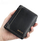 Portefeuille homme trifold grande capacité en cuir PU avec zip et porte-cartes intégré