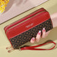 Portefeuille long femme double zip grande capacité avec dragonne et porte-cartes élégant