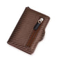 Porte-cartes RFID en cuir PU effet fibre carbone zippé compact ultra fin