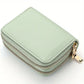 Portefeuille compact femme à double fermeture zippée avec grande capacité pour cartes