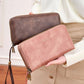 Portefeuille femme grande capacité PU vintage avec double zip et protection RFID