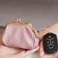 Mini porte-monnaie rétro en cuir PU avec fermoir Kiss Lock et porte-clés intégré