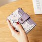 Portefeuille court en cuir PU pour femme avec motif floral élégant