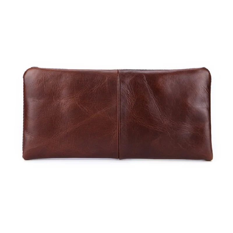 Portefeuille long vintage en cuir de vachette - Pochette business pour homme
