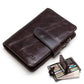 Portefeuille homme cuir véritable compact bifold zippé avec porte-monnaie et rabat
