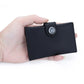 Porte-cartes ultra-fin en cuir véritable avec fermeture pression pour femme et homme