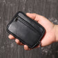 Mini portefeuille en cuir véritable zippé compact unisexe porte-monnaie poche