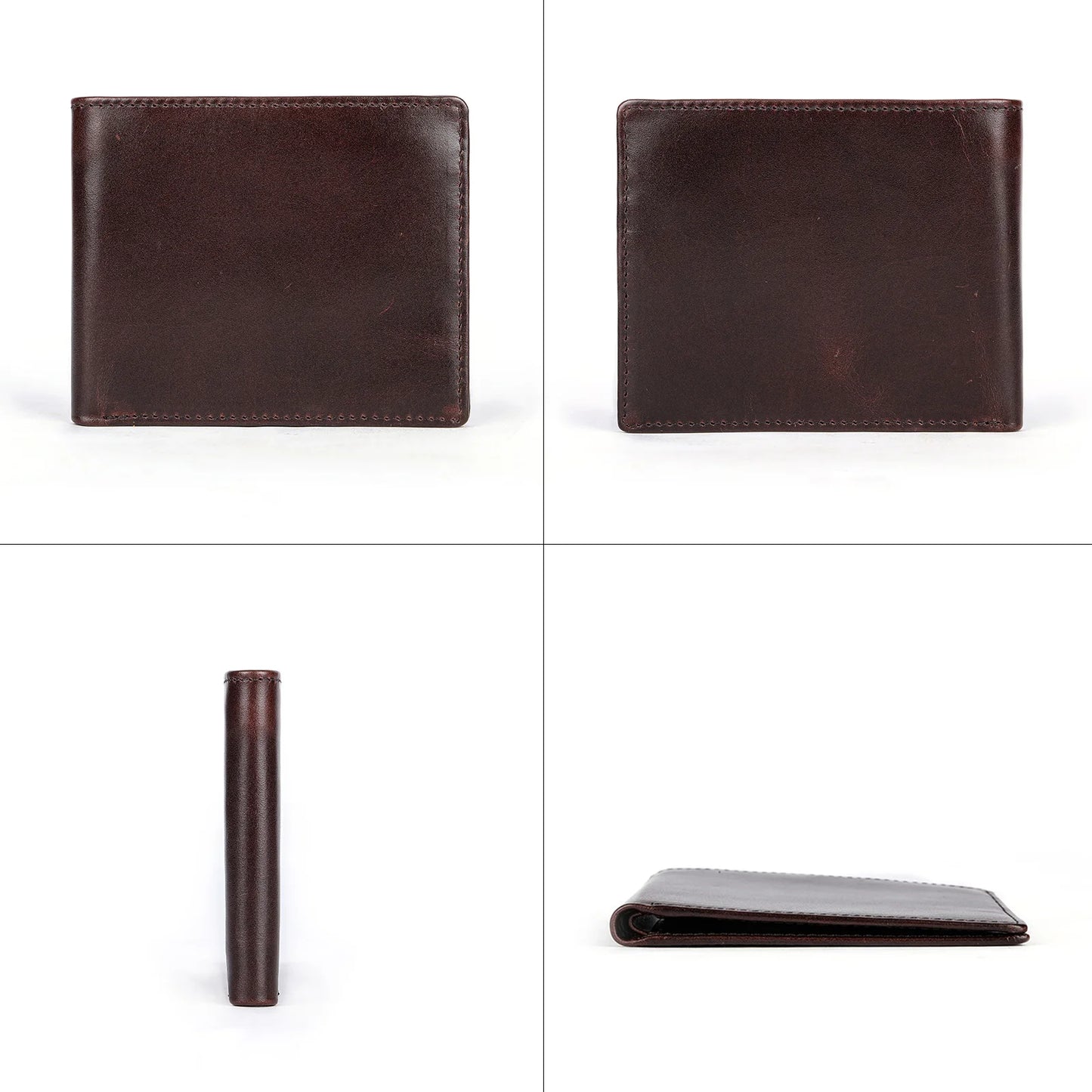 Portefeuille homme cuir véritable bifold compact avec porte-cartes et billets