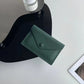 Porte-cartes enveloppe en cuir de vachette véritable style coréen pour femme