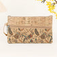 Pochette téléphone en liège zippée motif ethnique multifonction compacte