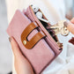 Portefeuille femme compact en cuir PU bicolore avec zip et rabat grande capacité