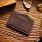 Porte-cartes en cuir véritable Crazy Horse avec 5 emplacements compact unisexe