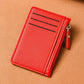 Porte-cartes slim en cuir PU avec fermeture zippée unisexe format compact