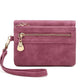 Portefeuille femme compact en cuir PU avec zip, dragonne et compartiments multiples