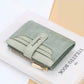 Portefeuille femme compact en cuir PU texturé avec rabat et zip multifonction