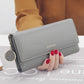 Portefeuille long trifold en cuir PU pour femme avec porte-cartes chic