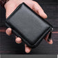 Porte-cartes en cuir PU noir avec compartiment monnaie zippé et fente ID