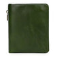 Portefeuille court bifold en cuir de vachette véritable avec porte-monnaie zippé pour homme