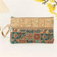 Pochette téléphone en liège zippée motif ethnique multifonction compacte