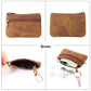 Porte-monnaie rétro en cuir véritable avec porte-clés intégré - style vintage