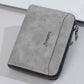Portefeuille homme compact en cuir PU effet suédé avec zip et porte-cartes multifonction